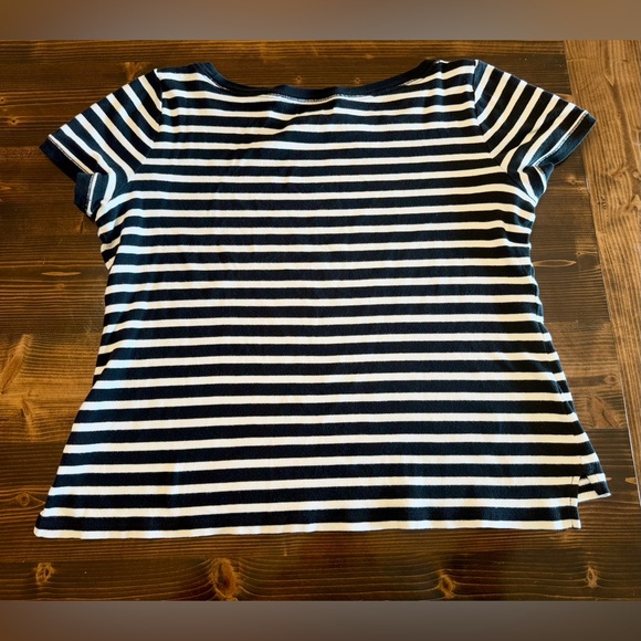 Lauren Ralph Lauren Navy and White Striped Short Sleeve Tee - Picture 3 of 8